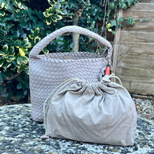 Load image into Gallery viewer, Oxford Tan Luna Woven Slouch Handbag (drawstring)

