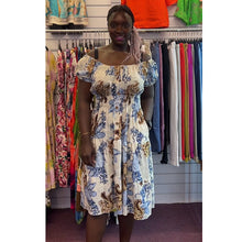 Load image into Gallery viewer, Paisley Print Bardot Midi Dress (Blue)
