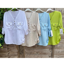 Load image into Gallery viewer, Petite Lyocell Utility Pocket Blouse
