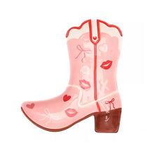 Load image into Gallery viewer, Pink Cowgirl Boot Shaped Trinket Plate (top view)
