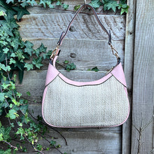 Load image into Gallery viewer, Pink Santorini Woven Scoop Shoulder Bag (back)
