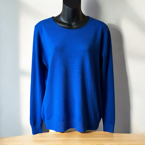 Plain Royal Blue Round Neck 'Damod' Lightweight Knitted Top