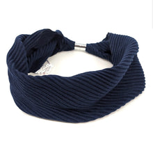 Load image into Gallery viewer, Pleated Magnetic Infinity Scarf (navy)
