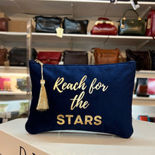 Load image into Gallery viewer, Reach for the Stars Velvet Cosmetic Bag – Navy Blue
