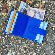 Load image into Gallery viewer, Rio Blue Multi-Colour Leather Card Holder (money section)
