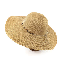 Load image into Gallery viewer, Sahara Beaded Trim Wide Brim Sun Hat
