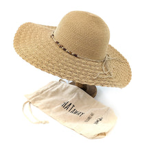 Load image into Gallery viewer, Sahara Beaded Trim Wide Brim Sun Hat (on stand)
