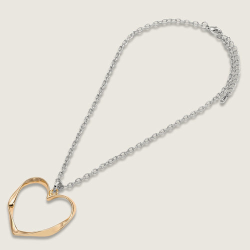 Silver Chain with Gold Heart Short Necklace