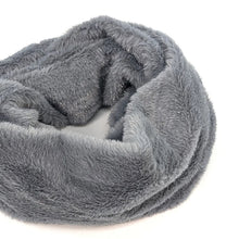 Load image into Gallery viewer, Silver Grey Frost Whisper Faux Fur Infinity Scarf (Close up)
