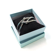 Load image into Gallery viewer, Silver Knot Cuff Bracelet – Modern Statement Bangle (box)
