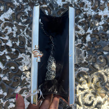 Load image into Gallery viewer, Silver Metallic Box Clutch Bag (open)

