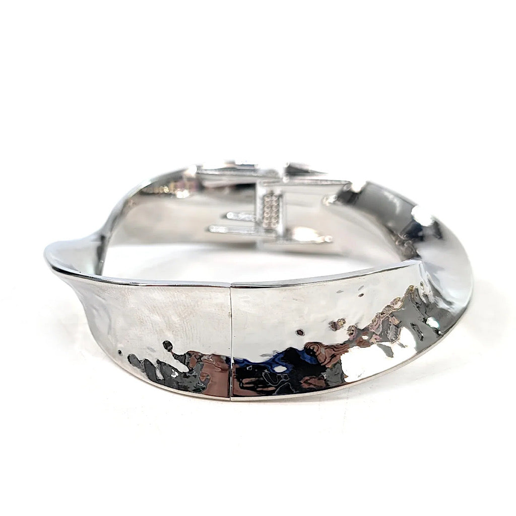 Silver Twisted Hammered Bangle