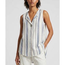 Load image into Gallery viewer, Sleeveless Stripe Button Detail Top (blue)
