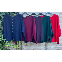Load image into Gallery viewer, Soft Knit Batwing Jumper with Pearl Button Back Detail
