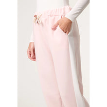 Load image into Gallery viewer, Soft Pink Stripe Relaxed Drawstring Trousers (side)
