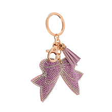 Load image into Gallery viewer, Sparkle Bow Bag Charm &amp; Keyring – Pink (side)
