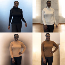 Load image into Gallery viewer, Stretchy Ribbed Fine Knit Polo Neck Jumper
