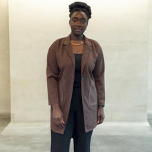 Load image into Gallery viewer, Stud Pocket Faux Suede Longline Jacket (brown)

