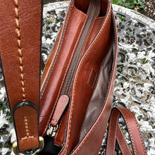 Load image into Gallery viewer, Tan Gianni Conti Italian Leather Convertible Shoulder &amp; Crossbody Bag (zip top)
