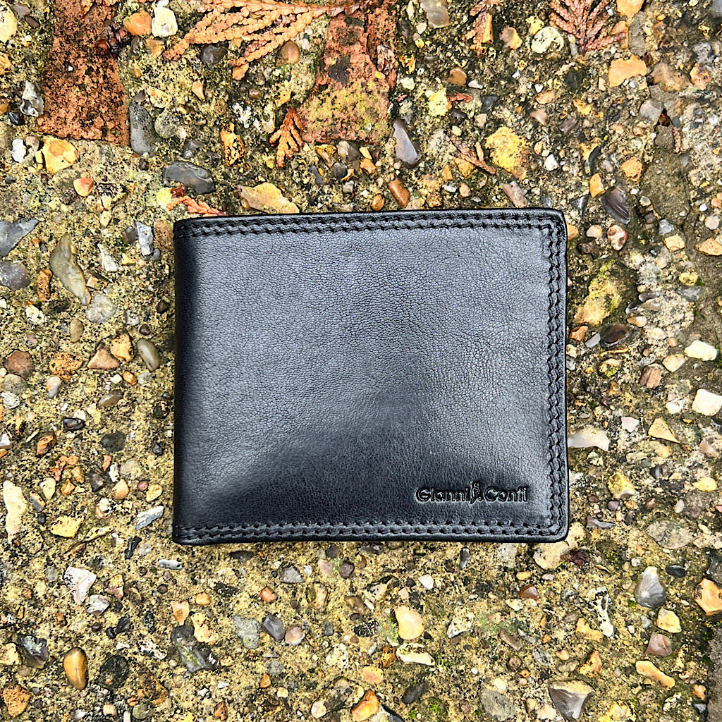 The Clifton Black Italian Leather RFID Wallet