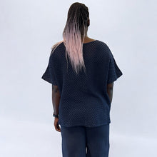 Load image into Gallery viewer, The Mila Linen Blend Textured Top | Navy (back)
