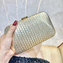 Load image into Gallery viewer, The Vienna Woven Gold Occasion Clutch (back)
