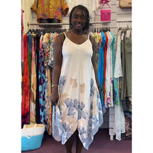 Load image into Gallery viewer, Tropical Leaf Hanky Hem Midi Dress (blue)
