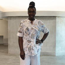 Load image into Gallery viewer, Tropical Leaf Print Cotton Shirt (white)
