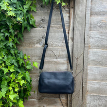 Load image into Gallery viewer, Verona Triple‑Compartment Leather Crossbody Bag – Made in Italy (hanging)
