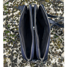 Load image into Gallery viewer, Verona Triple‑Compartment Leather Crossbody Bag – Made in Italy (open)
