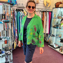 Load image into Gallery viewer, Watercolour Floral Linen Shirt (bright green)
