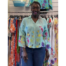 Load image into Gallery viewer, Watercolour Floral Linen Shirt (mint)

