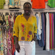 Load image into Gallery viewer, Watercolour Floral Linen Shirt (mustard)
