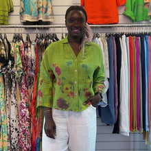 Load image into Gallery viewer, Watercolour Floral Linen Shirt (pistachio)
