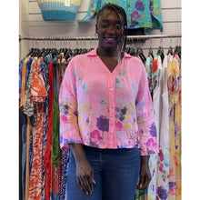 Load image into Gallery viewer, Watercolour Floral Linen Shirt (soft pink)
