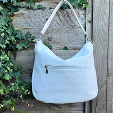 Load image into Gallery viewer, White Large Soft Front Zip Pocket 'Sari' Shoulder Bag (back)
