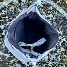 Load image into Gallery viewer, White Large Soft Front Zip Pocket 'Sari' Shoulder Bag (open)
