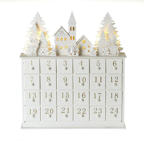 White Wooden LED Drawer Advent Calendar