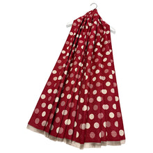Load image into Gallery viewer, Wine Polka Dot Reversible Wool Scarf
