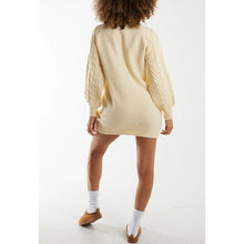 Load image into Gallery viewer, Winter Cream Cable Knit Jumper Dress (back)
