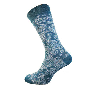 Men's Luxurious Bamboo Socks | Blue Paisley