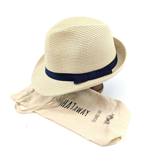 Trilby Style Sun Hat with Navy Band