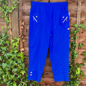 Royal Blue 3/4 Button Detail Trousers