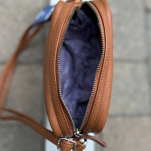 Tan Leather 'Alma' Camera Style Bag (open)
