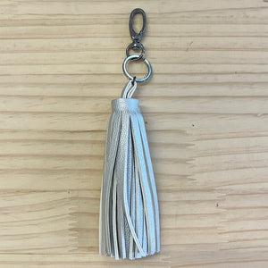 Silver Leather Tassel Keyring/Bag Charm