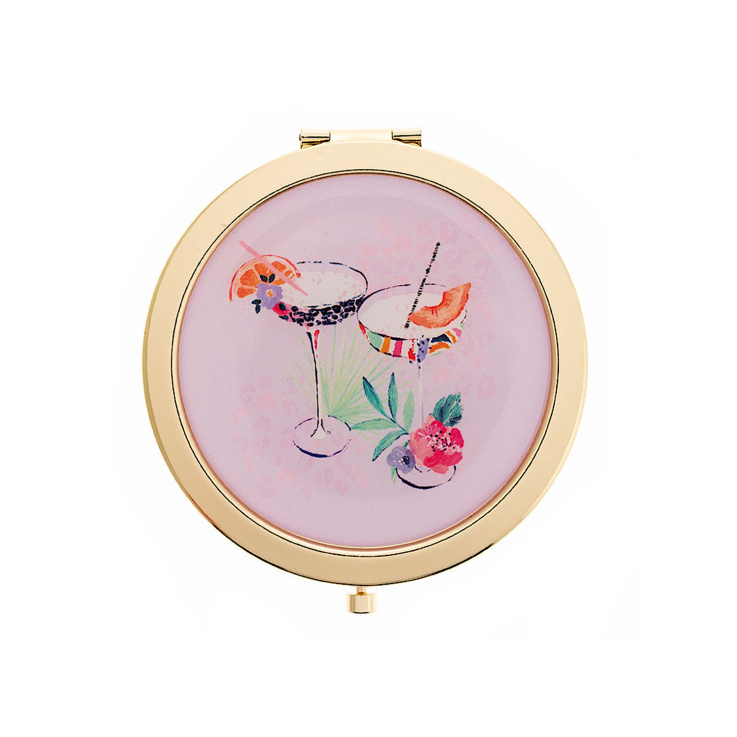 Frida Cocktail Glasses Compact Mirror