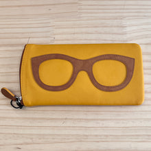 Load image into Gallery viewer, Genuine Leather Glasses &amp; Sunglasses Case | Yellow &amp; Stone
