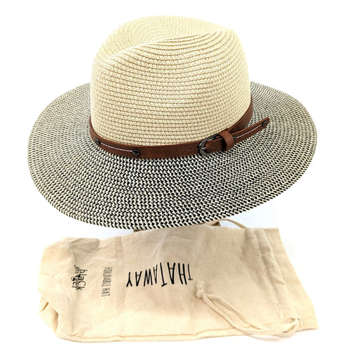 Mottled/Natural Two Tone Panama Foldable Hat with Belt