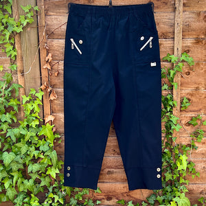 Black 3/4 Button Detail Trousers