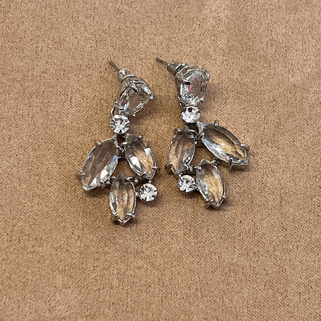 Silver and Clear Crystal Post Earrings